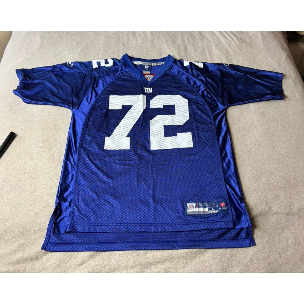 Osi Umenyiora New York Giants Jersey Reebok NFL Football Blue #72 Mens L Blue